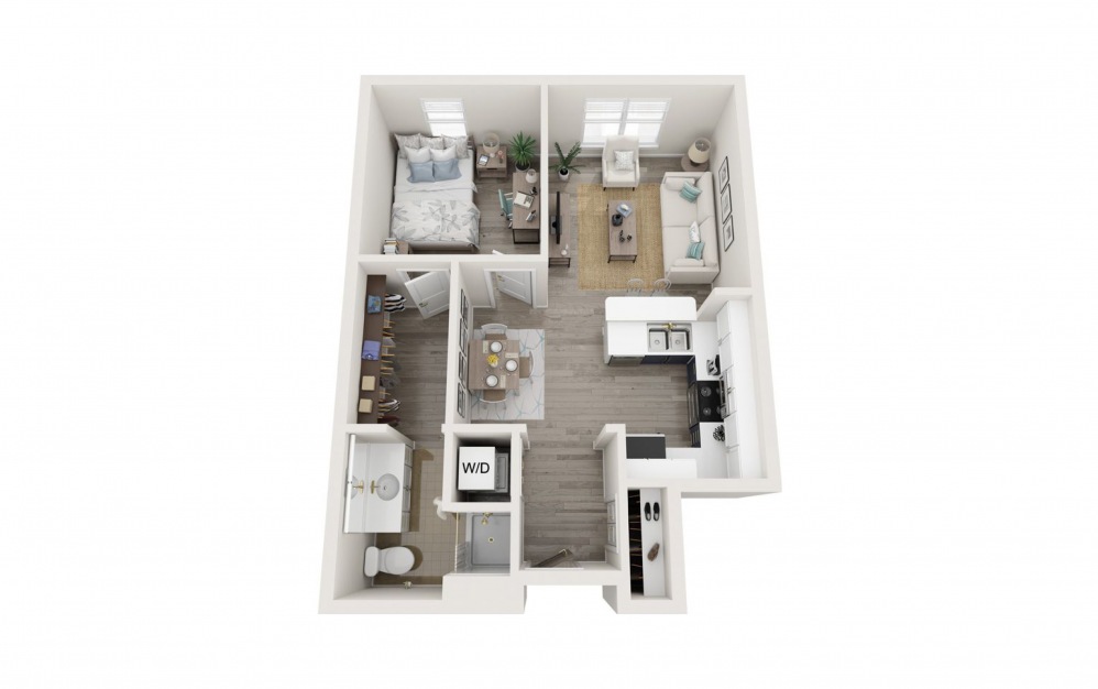 Amsterdam  Lux - 1 bedroom floorplan layout with 1 bath and 677 square feet.