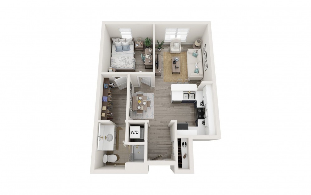 Amsterdam - 1 bedroom floorplan layout with 1 bath and 625 square feet.