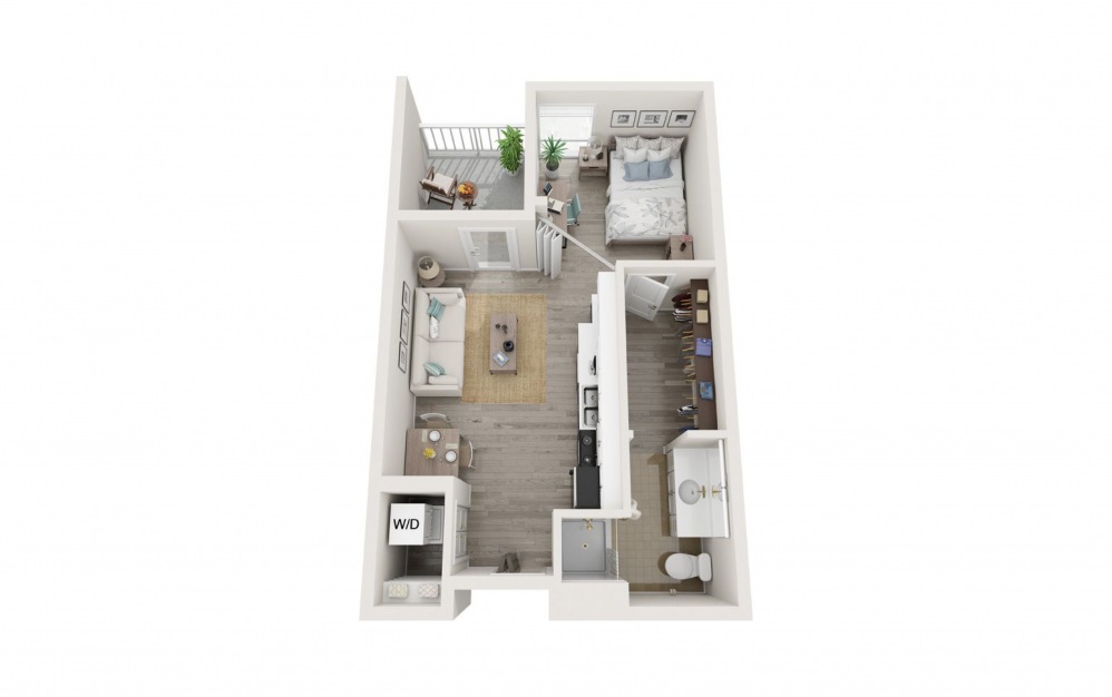 Brooklyn - 1 bedroom floorplan layout with 1 bath and 543 square feet.
