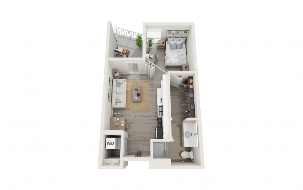 Manchester - 1 bedroom floorplan layout with 1 bath and 543 square feet.